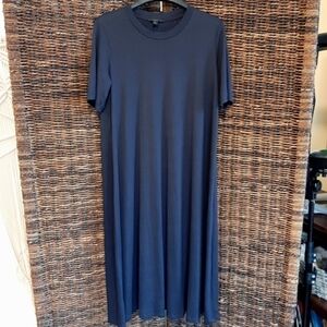 COS Dress Women's Small Blue Midi Stretch Slinky Ponte Knit Office Quiet Luxury
